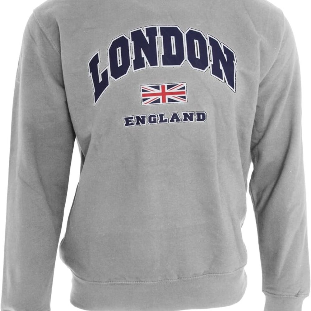 Unisex Sweatshirt London England British Flag Design Size XL Gray NWT